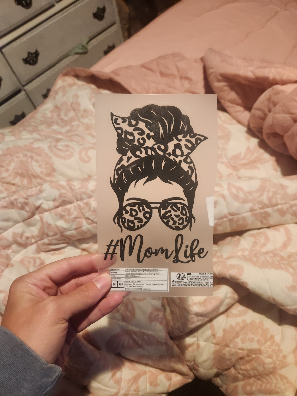 #MomLife Women Hair Decal — Leopard Pattern Pink